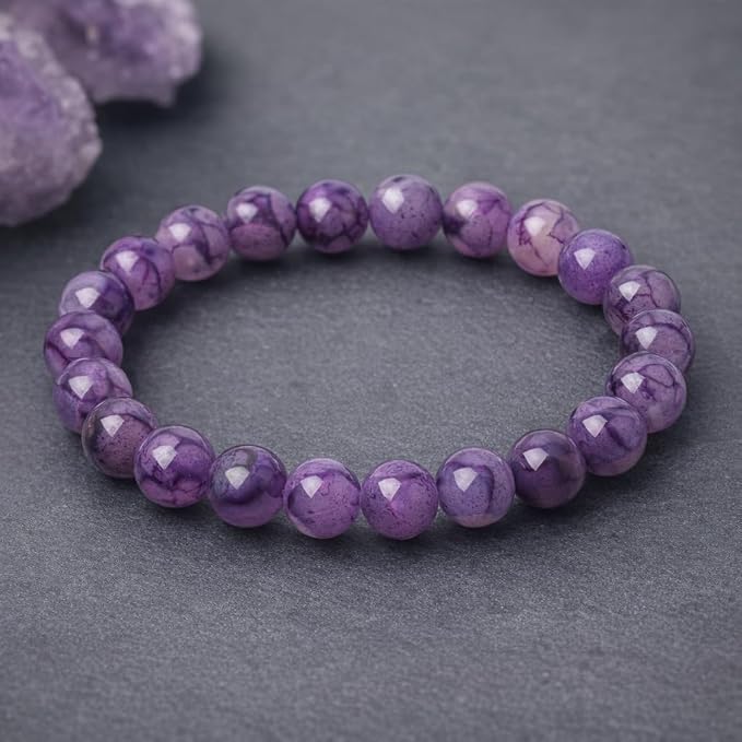 60pcs Smooth Natural Purple Agate Beads，6mm Dragon Vein Gemstone Round Loose - Image 4