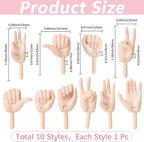 GORGECRAFT 1 Box 10 Styles Jointed Doll Hands Plastic Tiny Finger Hands - Image 2