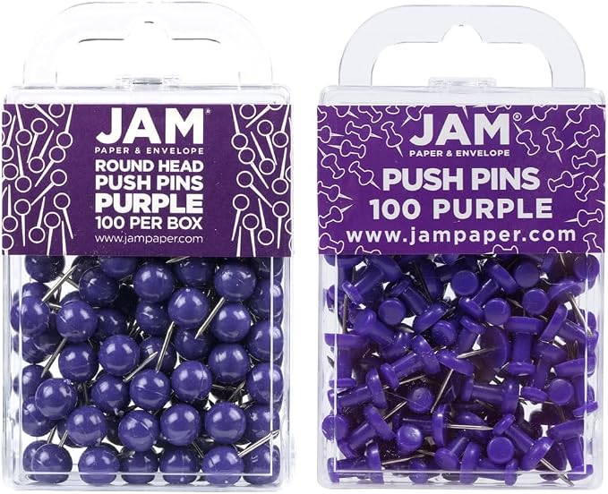 JAM PAPER Colorful Push Pins by JAMPaper