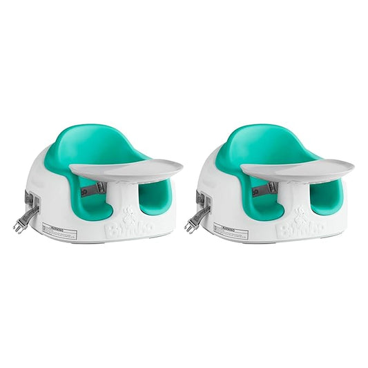 Bumbo 2 Pack 3-in-1 Multi-Seat for 6 to 36 Months, Travel Baby Feeding and Play Floor Seat, All-in-One Portable Booster with Tray & Toddler High Chair, Aqua