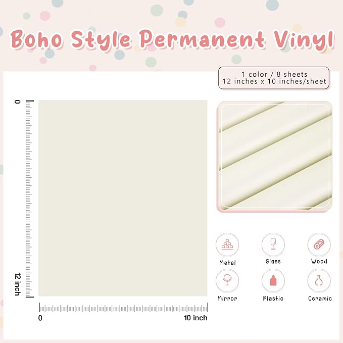 Tintnut Boho Permanent Vinyl 8 Sheets 12''x10'' Ivory White Adhesive Vinyl | - Image 2