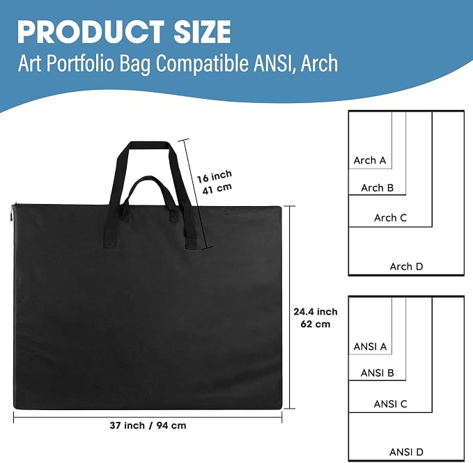 ZKOO 24 x 36 Inch Art Portfolio Bag, Large Size Art Case Light Weight - Image 2