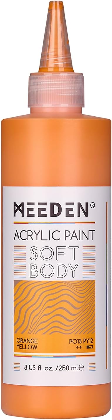 MEEDEN Orange Yellow Acrylic Paint: Matte Finish 250ml/8.45oz Soft Body Bulk by MEEDEN