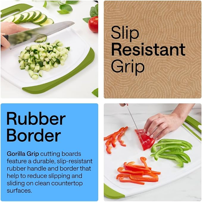 GORILLA GRIP BPA-Free Reversible Kitchen Cutting Board Set of 3, US Designed - Image 3