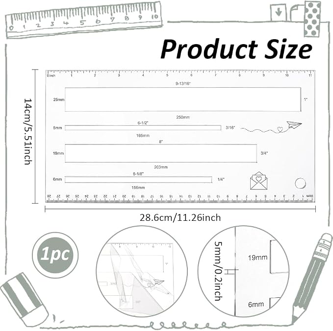 BENECREAT 4 Sizes Measurement Shipping Guide, Acrylic Mail Measurement Ruler - Image 2