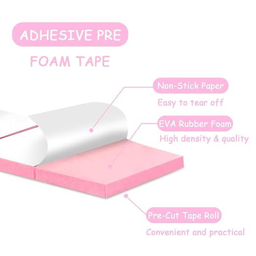 Double Sided Foam Tape Pre Cut 3/4 X 1/2 Inch EVA Foam Adhesive Squares Roll - Image 4