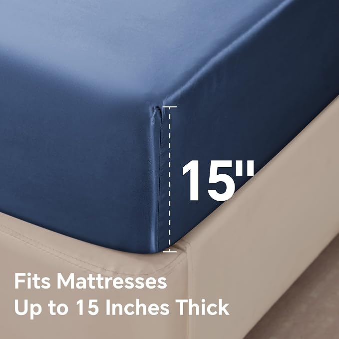BEDELITE Satin Fitted Sheet and Pillowcase Set, Luxury Soft Similar to Silk - Image 5