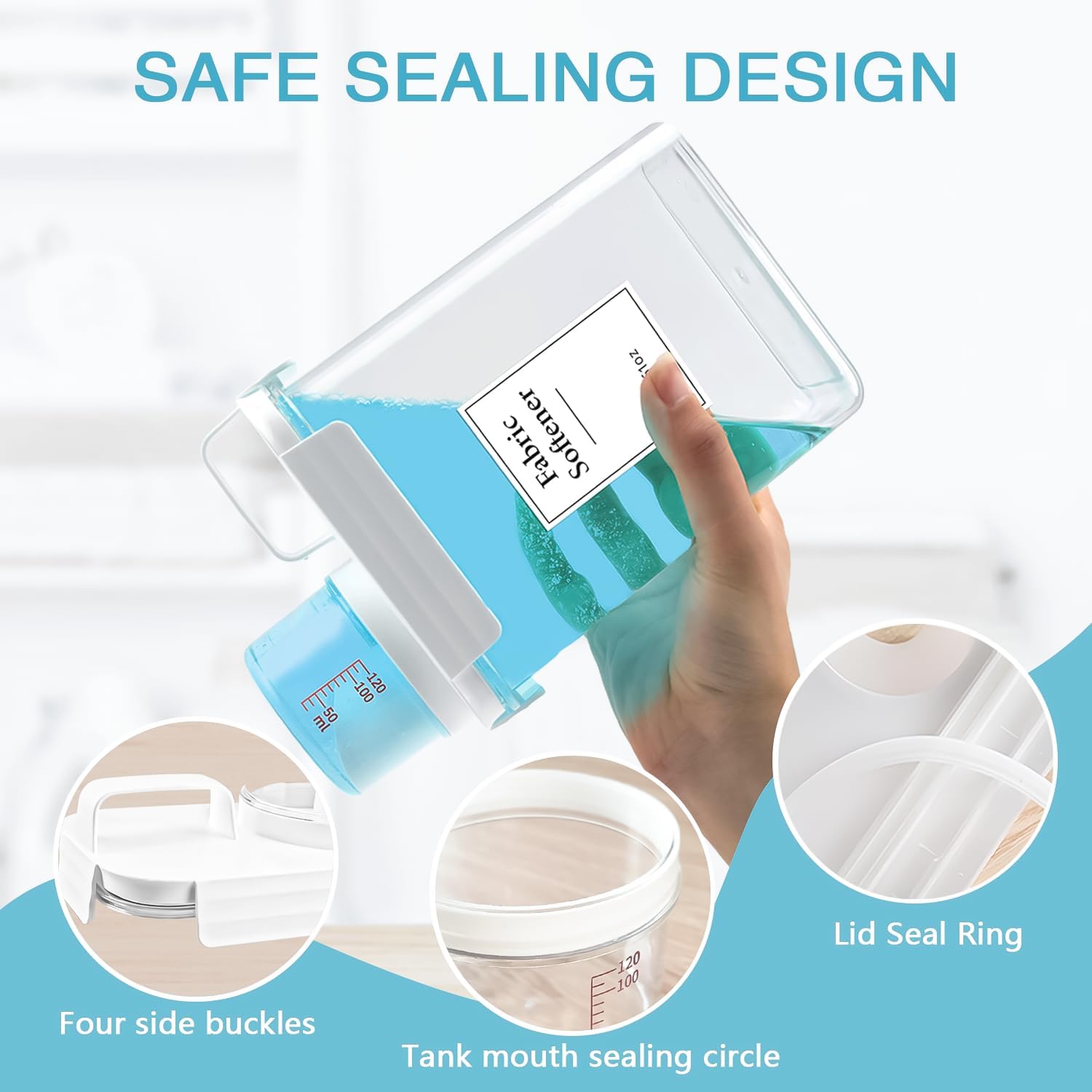 3 Pack Laundry Detergent Dispenser, 61oz Laundry Soap Dispenser, Refluxable Laundry Detergent Container, Plastic Liquid Laundry Detergent Dispenser for Laundry Room Organization with 6 Labels