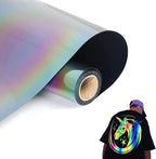 FUNKAKA Heat Transfer Vinyl Reflective Rainbow HTV Roll, Reflective HTV Vinyl by FUNKAKA
