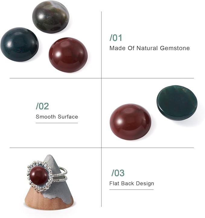 FASHEWELRY 50Pcs Natural Sea Green Agate Cabochons Flat Back Gemstone Cabochons - Image 6