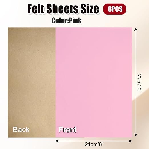 Biaungdo Pink Self Adhesive Felt Sheets, 8 x 12 Inch, Felts Fabric - Image 2