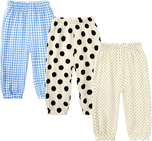 MYGBCPJS Baby Boys Girls Cotton Linen Trousers Kids Casual Ankle Pants Loose Long Bloomers