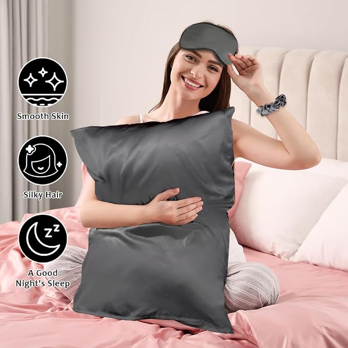 AUAUY 2 Pack Satin Silk Pillowcase, 19.69x29.53in Silk Pillowcases - Image 5