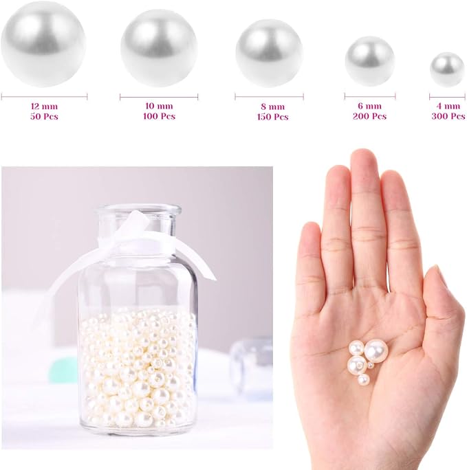 Pearl Beads, Anezus 800pcs Ivory Pearl Craft Beads Loose Pearls - Image 4