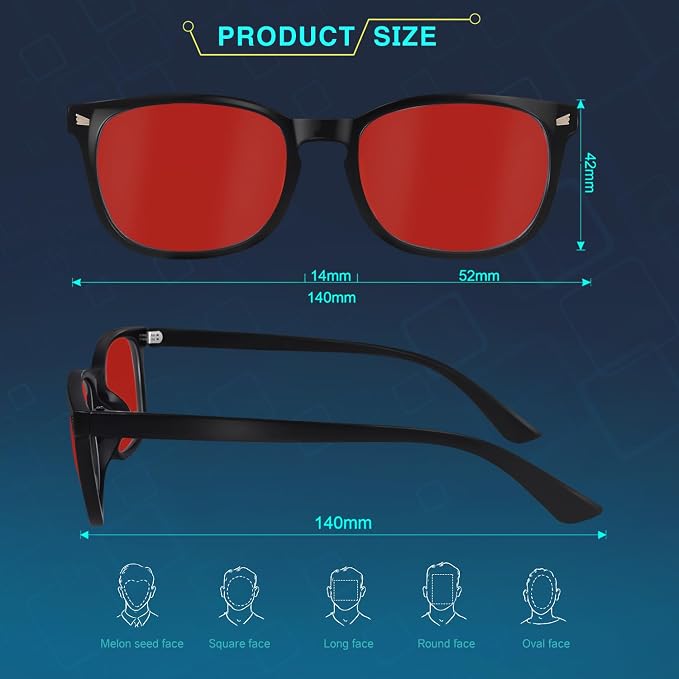 Red Lens Glasses Blue Light Glasses Men Women - Image 6
