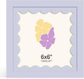 6x6 Picture Frame with Wavy Mat, Wooden Real Glass 6 x 6 Photo Frame by THKRLOF