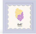 6x6 Picture Frame with Wavy Mat, Wooden Real Glass 6 x 6 Photo Frame by THKRLOF