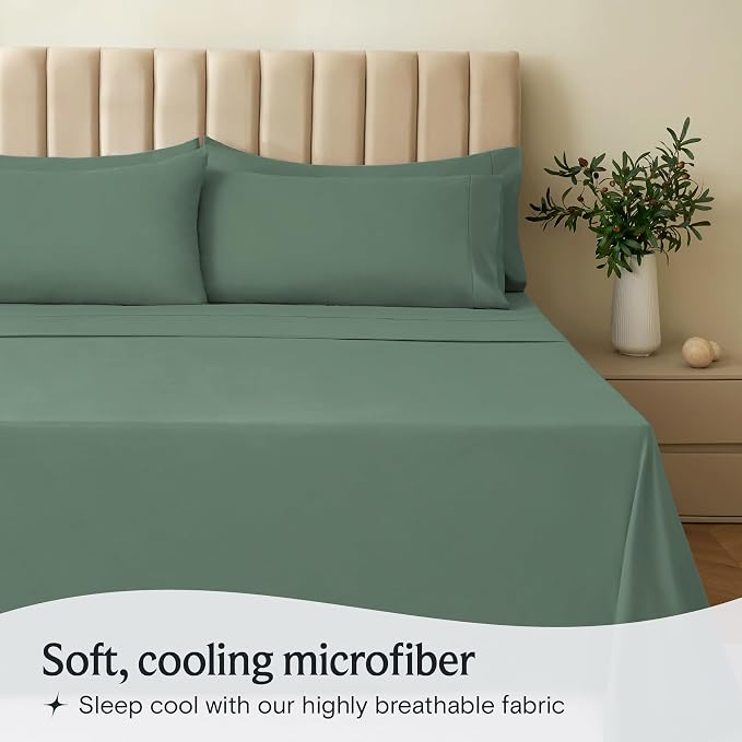 LuxClub 3 PC Sheet Set Sheets Deep Pockets 18" Eco Friendly Wrinkle Free Sheets - Image 3