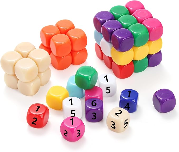 Noamus 100 Pieces Blank Dices, 16MM Acrylic Colored Dice Cubes, Six Sided Bulk - Image 6