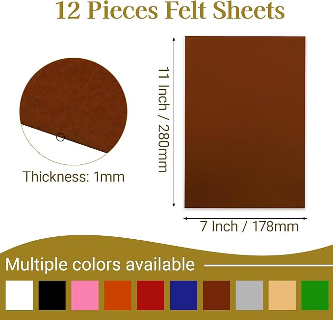 12 Pcs Felt Sheets, 7x11 Inch Stiff Felt - Image 2