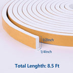 Kikerike Self Adhesive Foam Tape Weatherstrip 1/2in x 1/4in x 8.5Ft High - Image 2