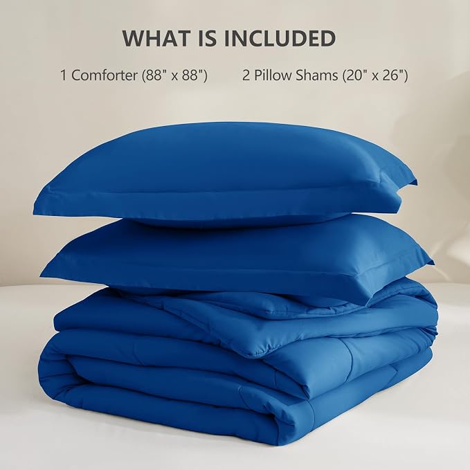 CozyLux Queen Comforter Set Classic Blue - Image 6