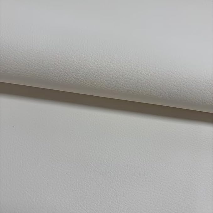White Faux Leather Fabric 20"×55" Lychee Grain Upholstery Vinyl - Image 5