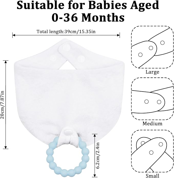 Baby Bandana Bibs & Teethers 6-Pack, 100% Organic Cotton, Super Absorbent & Soft, Unisex for Daily Use & Teething Relief.