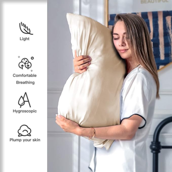 Silk Pillow Cases 2 Pack, Soft Breathable and Sliky Queen Size Pillow Cases Set - Image 3