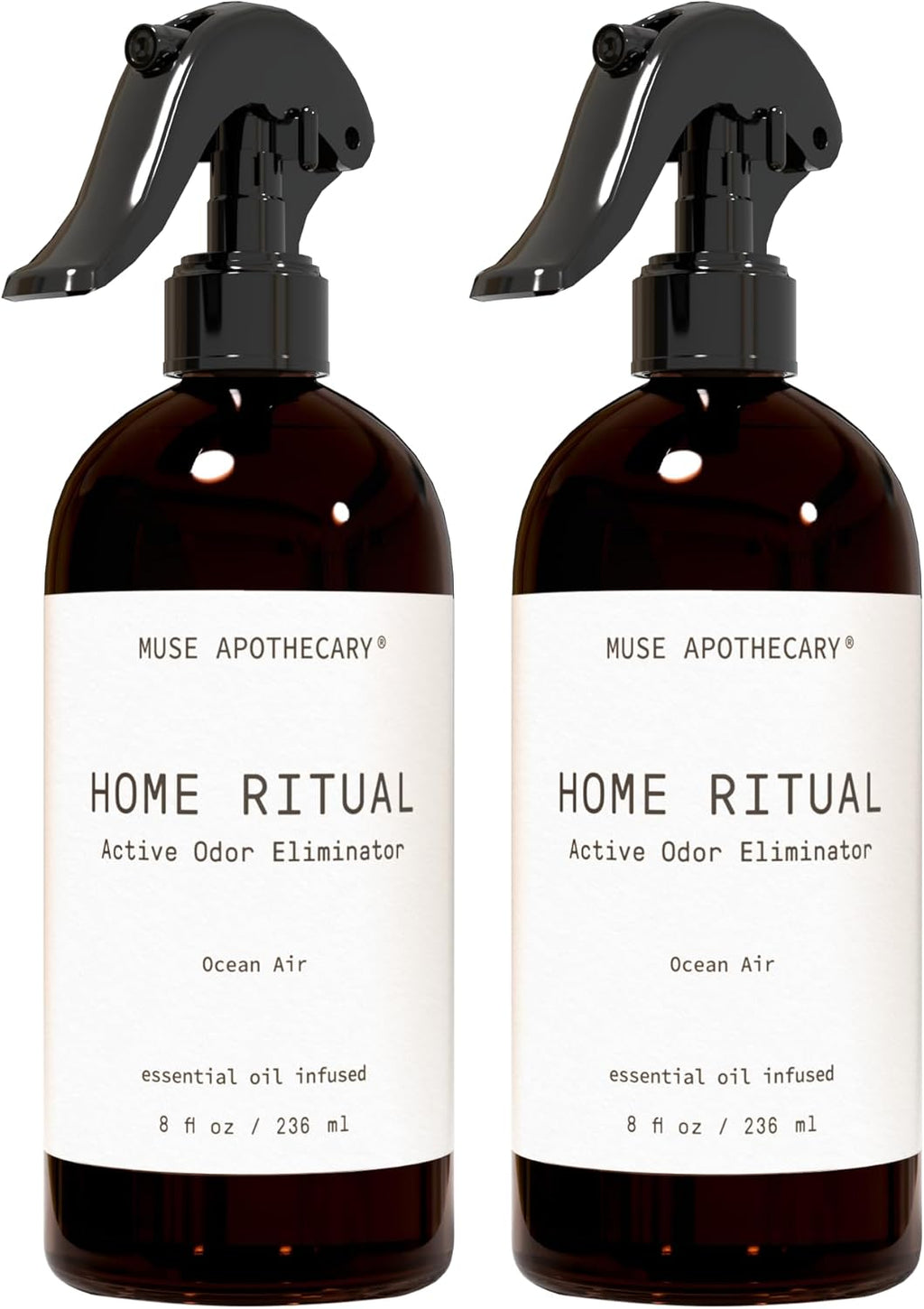Muse Apothecary Home Ritual Active Odor Eliminator Spray - Furniture Deodorizer Spray & Bathroom Odor Eliminator for Home - Essential Oil Air Freshener - 8oz, Ocean Air