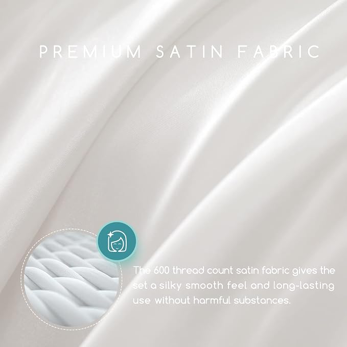 MR&HM Satin Bed Sheets, California King Size Sheets Set - Image 2