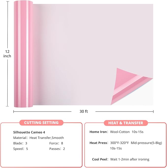 HTVRONT Baby Pink Transfer Vinyl Roll - Image 4