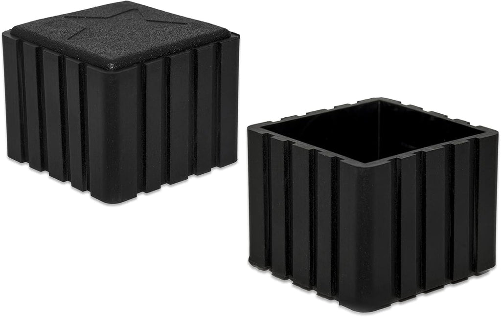 Flyshop Anti-Skid Non-Marking Synthetic Rubber Patio Chair Table Leg Caps Square Furniture Covers 20pcs, Black, 50 mm x 50 mm, 2" x 2"