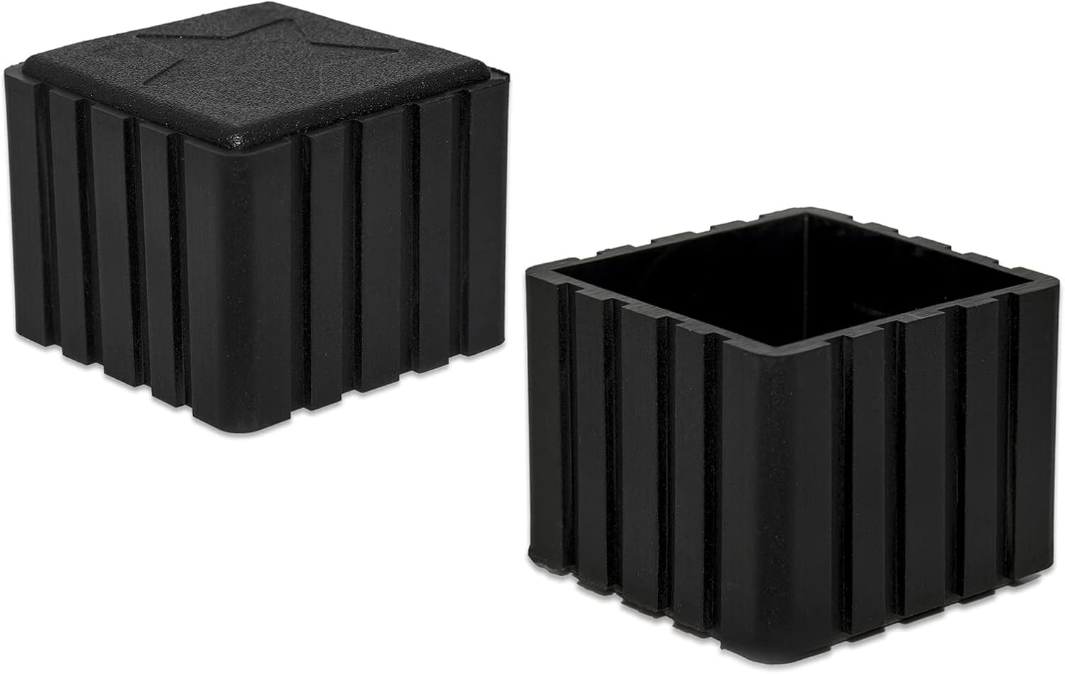 Flyshop Anti-Skid Non-Marking Synthetic Rubber Patio Chair Table Leg Caps Square Furniture Covers 20pcs, Black, 50 mm x 50 mm, 2" x 2"