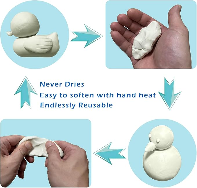 ReArt Non-Drying Oil-Based Modeling Clay 2.6 Pounds, Non Hardening Reusable Non - Image 4
