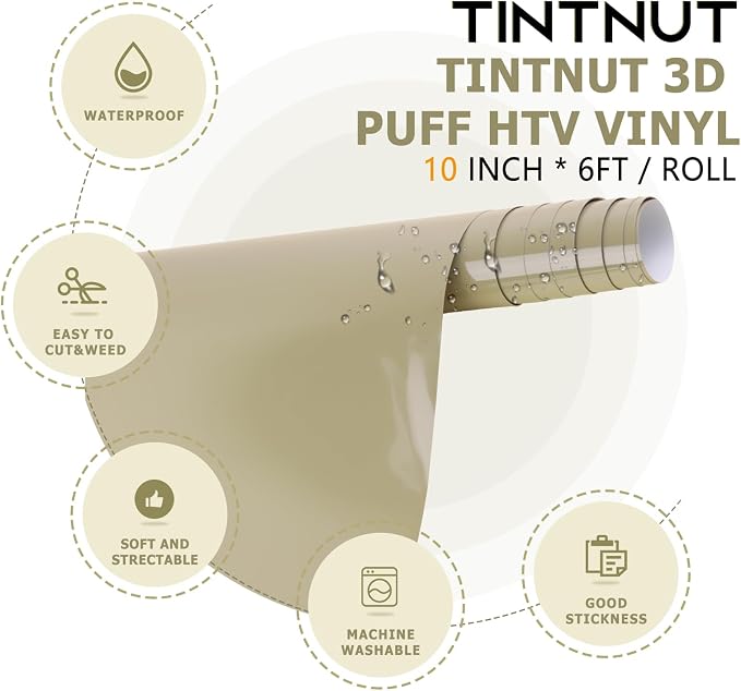 Tintnut Clay Creek Puff Heat Transfer Vinyl Roll, easy cut & weed, stretch - Image 2
