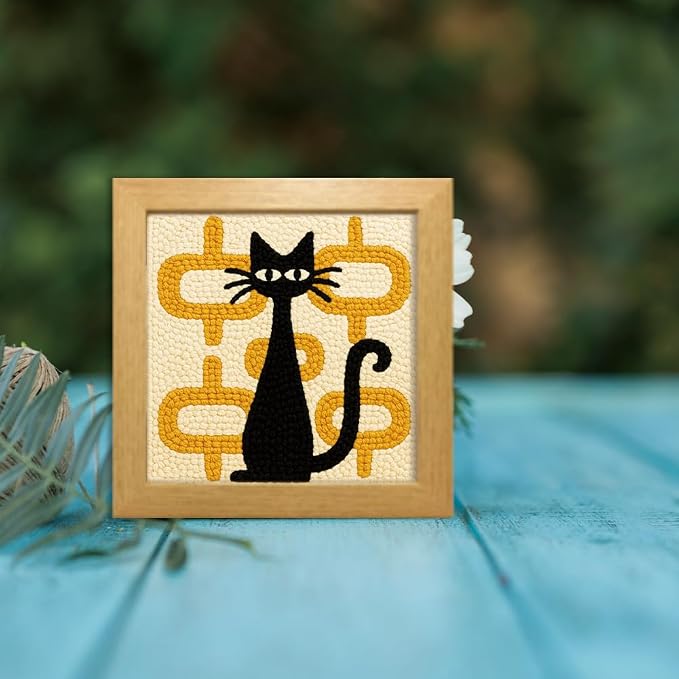 FREEBLOSS DIY Punch Needle Kit Abstract Cat Punch Needle Embroidery Wall - Image 4