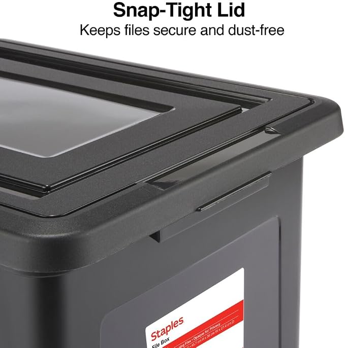 STAPLES File Box Plastic File Box Snap, Letter/Legal Size - Image 3