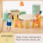 Giant bean 26 Pcs Large Wooden Dollhouse Furniture 5 Set - Image 3