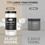 Nicpro Metallic Pearl White Acrylic Paint, 33.8oz/1000m Large Craft Paint | Non - Image 3