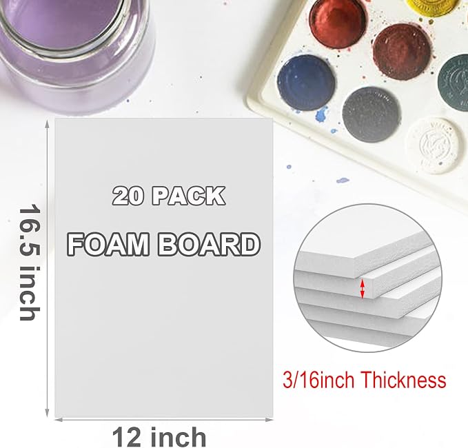 20 Pack White Foam Boards 12x16.5 inch, 3/16" Thick Foam Core Board - Image 2