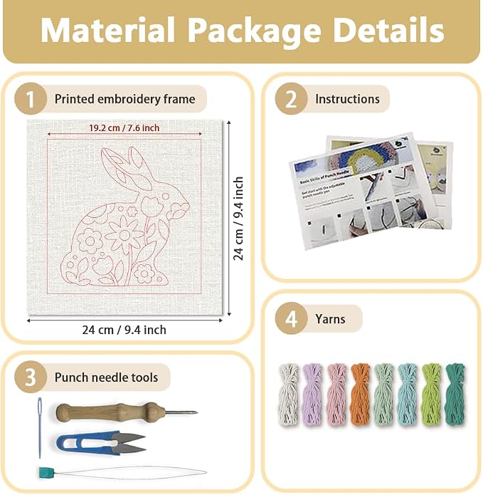 DOODLREAM Rabbit Flower DIY Punch Needle Embroidery Kit - Image 2