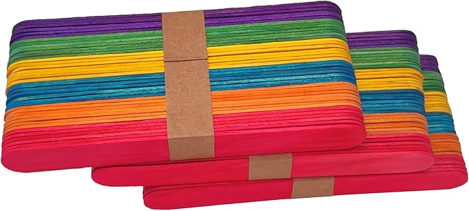 WISYOK 120 Pcs 6” Colored Jumbo Wooden Craft Sticks - Image 5