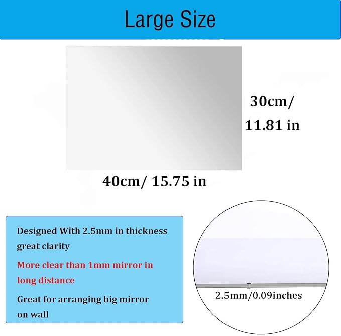 16" x 12" x 4Pcs Acrylic Mirror Sheets, Decorative Wall Mirrors | Flexible Full - Image 2