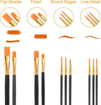 AROIC Acrylic Paint Brushes, 6 Packs / 60 pcs Nylon Hair Paint Brush Set - Image 2