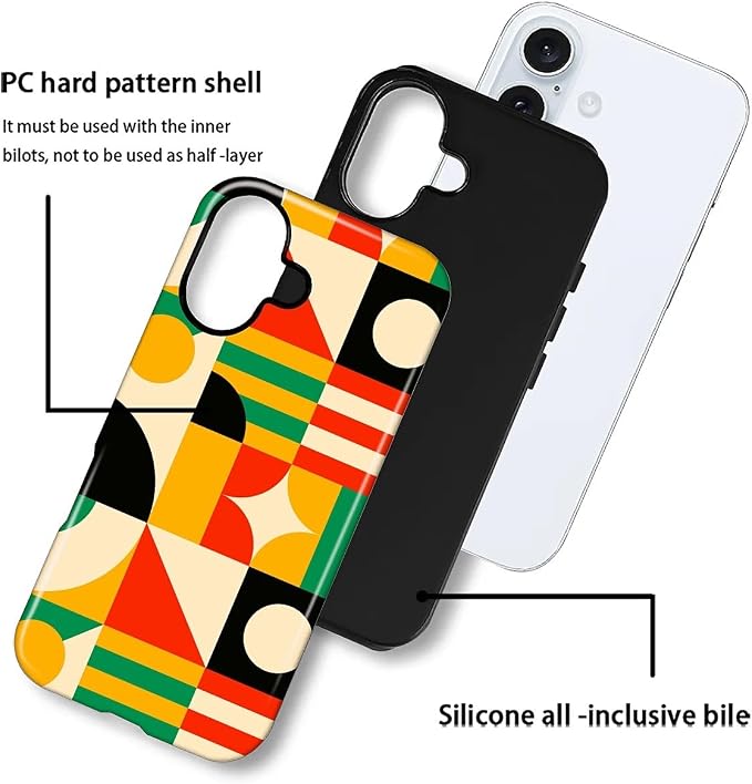 ZHEGAILIAN Case for iPhone 16, Geometric Colors Durable Shockproof Silicone + - Image 4