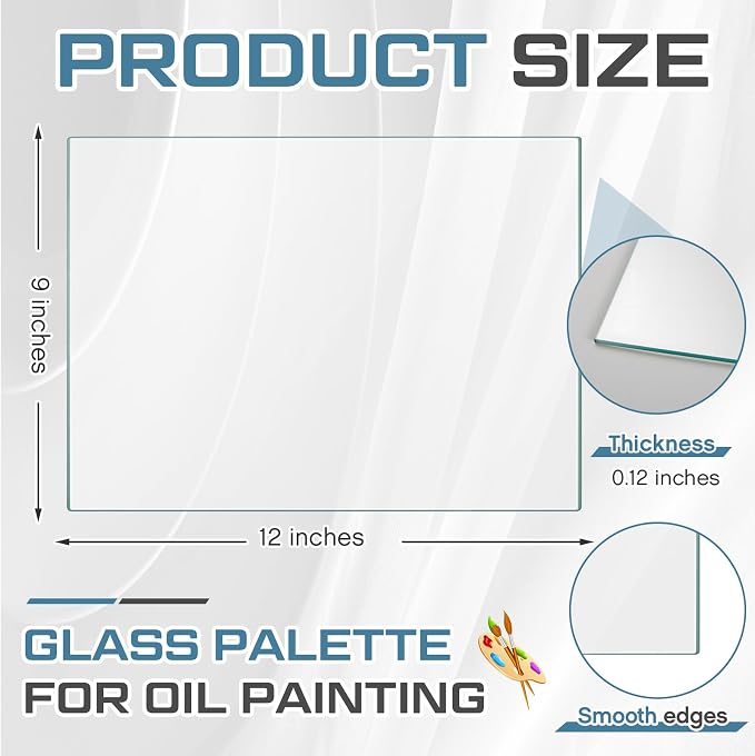 Nuanchu 1 Pcs 9 x 12 Inches Clear Tempered Glass Palette - Image 4