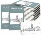 12 Pack Sketch Book, 5.5 x 8.5 Inch Sketchbook, 68lb/100gsm Top Spiral Bound by Prudiut