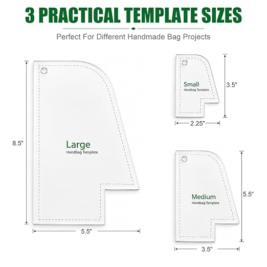 Set of 3 Purse Bag Pattern Template, 3 Versatile Sizes Clear Handbag Stencils - Image 2