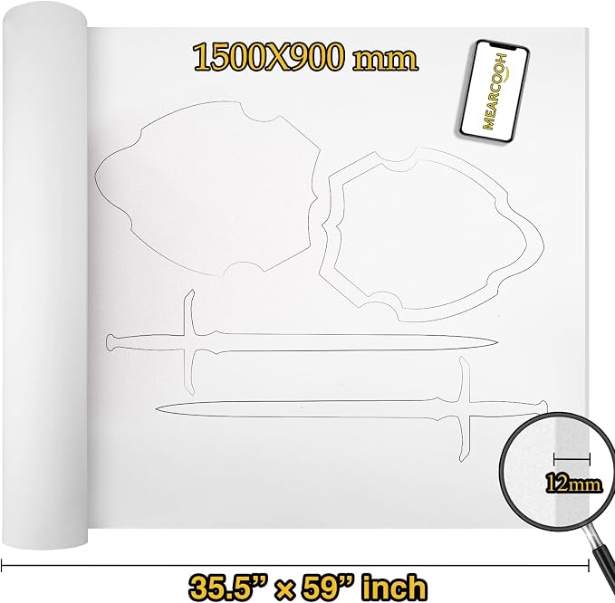 MEARCOOH EVA Foam Cosplay White 12mm Thick Large 35.5" x 59" Sheet Premium High - Image 2